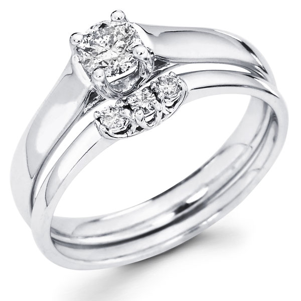 14K Solitaire Round Diamond Bridal Ring Set