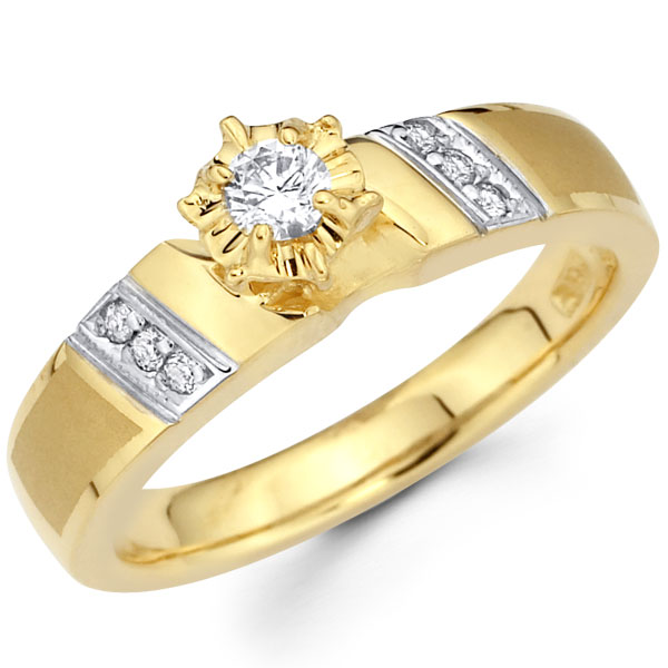 Brilliant Cut 14K Two Tone Gold Engagement Ring