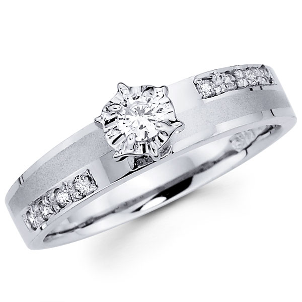 White Gold Brilliant Cut Diamond Engagement Ring
