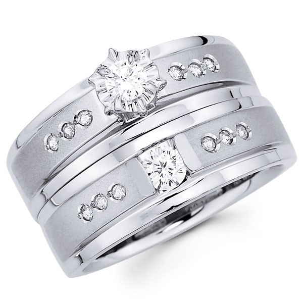 14K Brilliant Cut Diamond Wedding Ring Sets