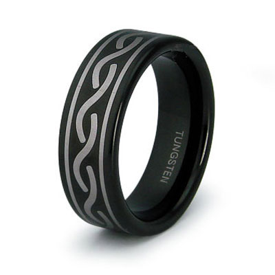 Black Tungsten Celtic Pattern Wedding Band
