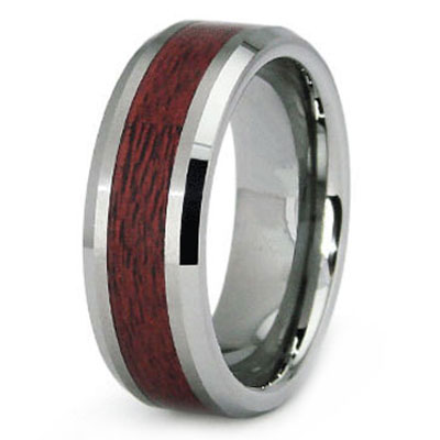 8mm Wood Inlay Tungsten Wedding Band