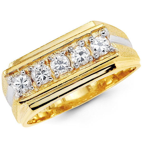 14k Two Tone Channel Cubic Zirconia Band