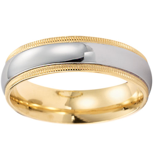 6mm Two Tone Milgrain Comfort Fit Benchmark Band