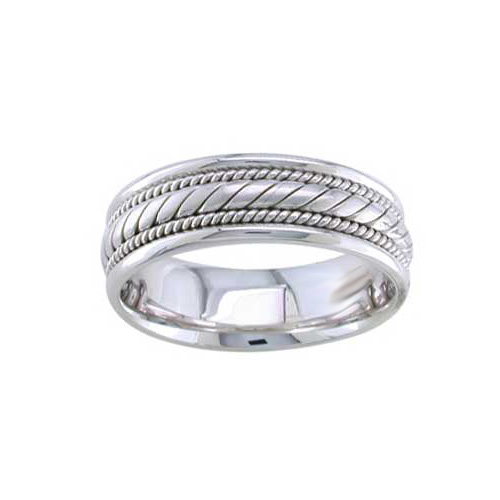 7mm 14k White Gold Designer Handmade Band