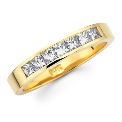 Seven Stone 14K Yellow Gold Diamond Wedding Ring