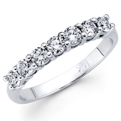 Prong Set Seven Stone 14K White Gold Diamond Wedding Band