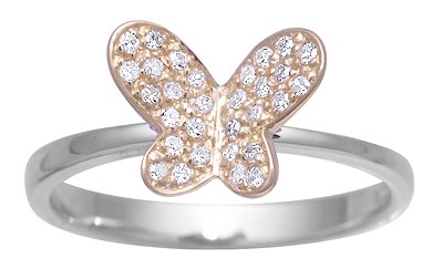 White Gold Yellow Gold  Butterfly Ring