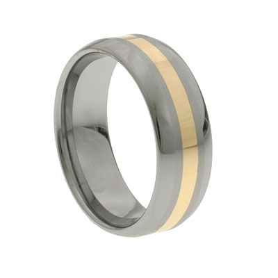 Comfort Fit 14kt Yellow Gold Tungsten Wedding Ring