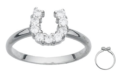 Silver CZ Horseshoe Ring