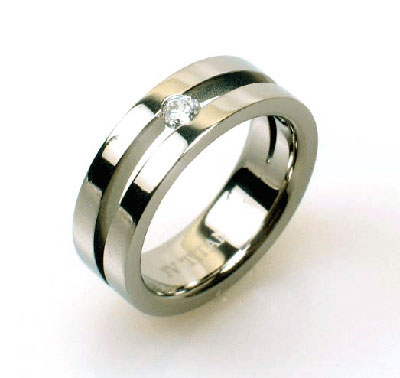 Split Shank Crystal Titanium Ring