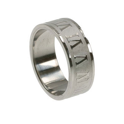 Laser Cut Roman Numeral Stainless Steel Band