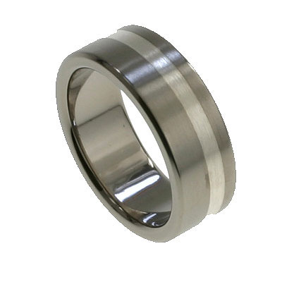 Brushed Finished Silver Titanium Band