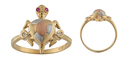 Tri Color Turtle Ring