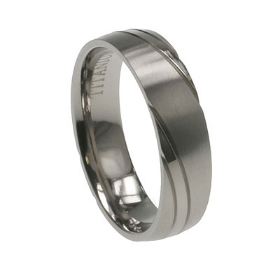 Laser Cut Striped Designer Titanium Ring