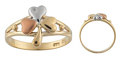 Tri Color Clover Ring
