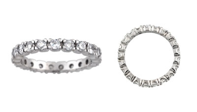White Gold Prong Cubic Zirconia Eternity Band