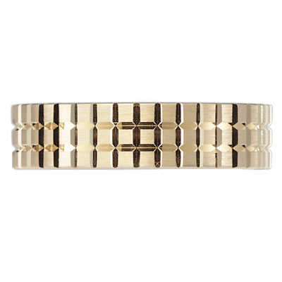 Square Grid Pattern 14k Yellow Gold Band