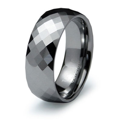 Multi Facet Cross Cut Tungsten Wedding Band