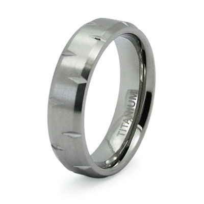 Carved Edge Titanium 6mm Band