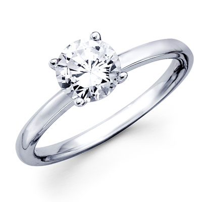 14K White Gold Round Diamond Solitaire Rings