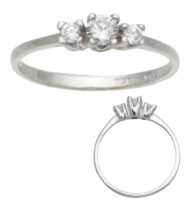 Simple Three Stone CZ Ring