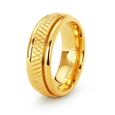 Cross Cut 18K Plated Titanium Cross Cut Wedding Ring