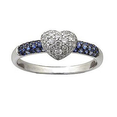 Diamond Heart and Sapphire Ring