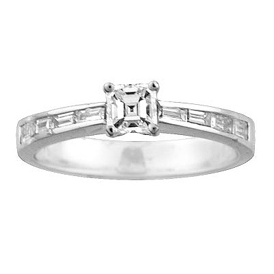 18K White Gold Solitaire Diamond Engagement Ring