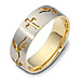 7mm 18K Two Tone Gold Floral Cross Wedding Band thumb 0