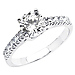 Round Cut Cathedral Set 14K White Gold CZ Engagement Ring thumb 0