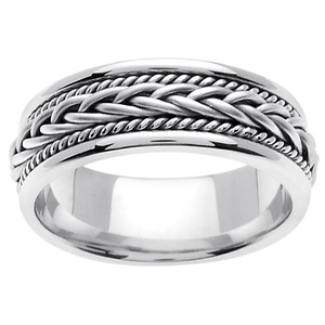 14K White Gold 7mm Cord & Braided Wedding Band