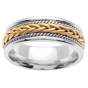 7mm Yellow Braid & Rope 14K Two Tone Gold Wedding Band