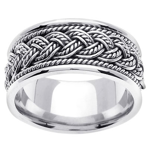 14K White Gold Weave and Braid Wedding Ring