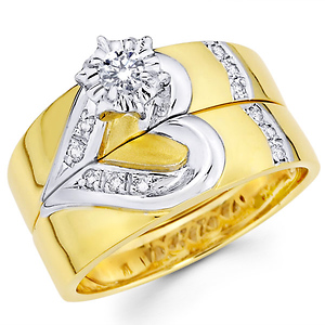 half heart 14k two tone diamond wedding band engagement ring set jewelryvortexcom - Heart Wedding Ring Set half heart 14k two tone diamond wedding band engagement ring set jewelryvortexcom - Heart Wedding Ring Set