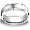 Cobaltchrome 7mm Comfort-Fit Satin-Finished Silver Inlay Design Ring thumb 0