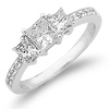 3 Stone 14K White Gold Princess Cut Wedding Ring Set thumb 3
