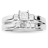 14K White Gold 3 Stone Princess Cut Bridal Ring Set thumb 2