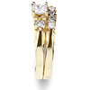 Three Stone 14K Yellow Gold Princess Cut Diamond Wedding Ring Set thumb 2