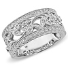 14K White Gold Art Deco Floral Diamond Ring Band 0.25ctw thumb 0
