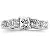 14K White Gold 3 Stone Princess Cut Diamond Engagement Ring thumb 2