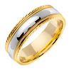 Carved Edge 14K Two Tone Gold  Milgrain Wedding Ring thumb 1