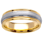 6.5mm Milgrain Satin 14K Two Tone Gold Ring