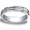 5mm Satin Double Groove Center Argentium Silver Wedding Ring thumb 0