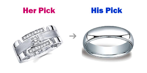 Her Men's Wedding Band Pick vs. His Men's Wedding Band Pick