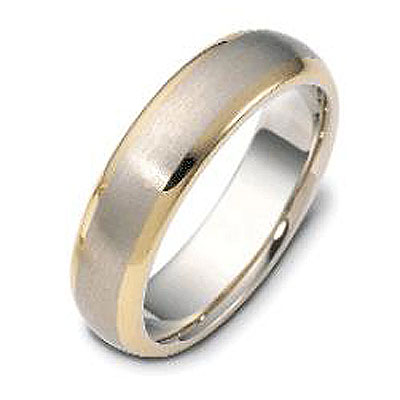 Classic 6mm 18K Two Tone Gold Wedding Band by Dora