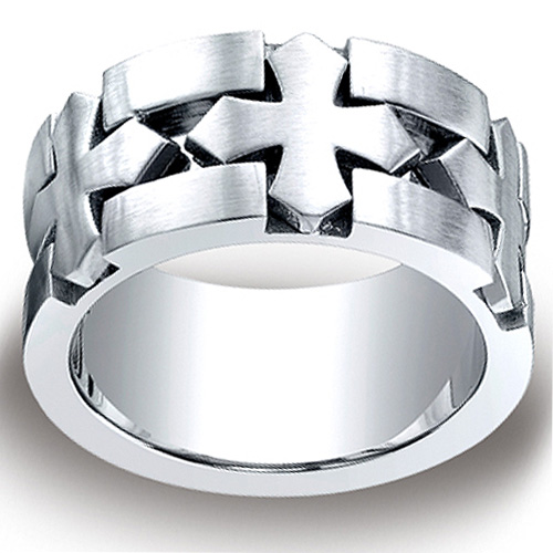 Cobaltchrome 10mm Comfort-Fit Satin Celtic Cross Benchmark Ring