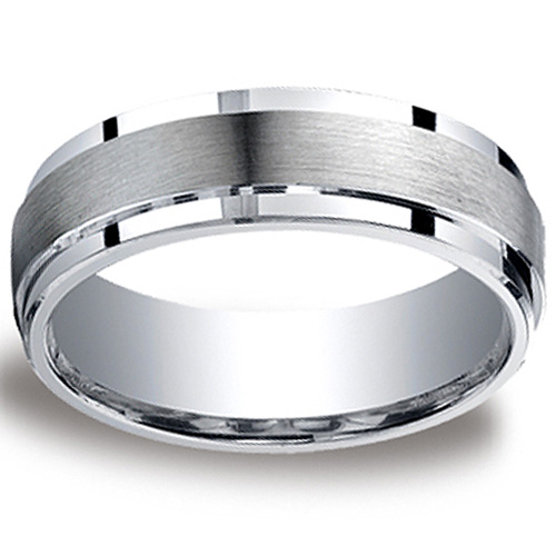 7mm Satin Center Argentium Silver Comfort-Fit Wedding Band