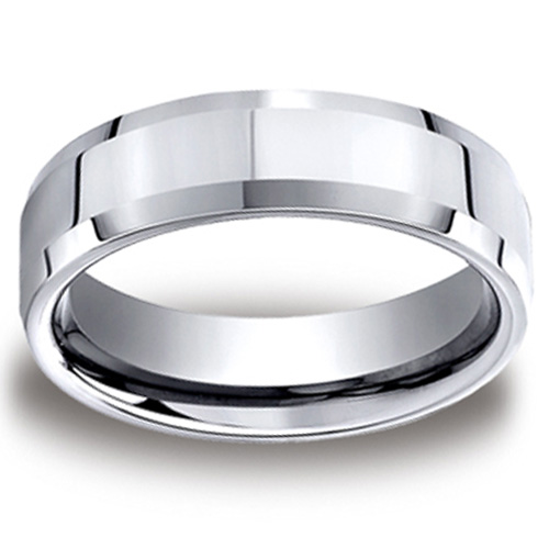 Cobaltchrome 7mm Comfort-Fit High Polished Beveled Edge Design Ring