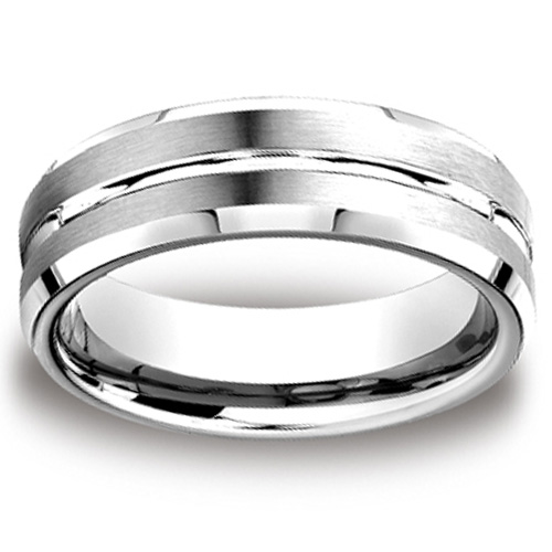 Cobaltchrome 7mm Comfort-Fit Satin-Finished Beveled Edge Design Ring